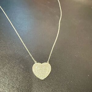 Elegant Silver Pavé Heart Pendant Necklace